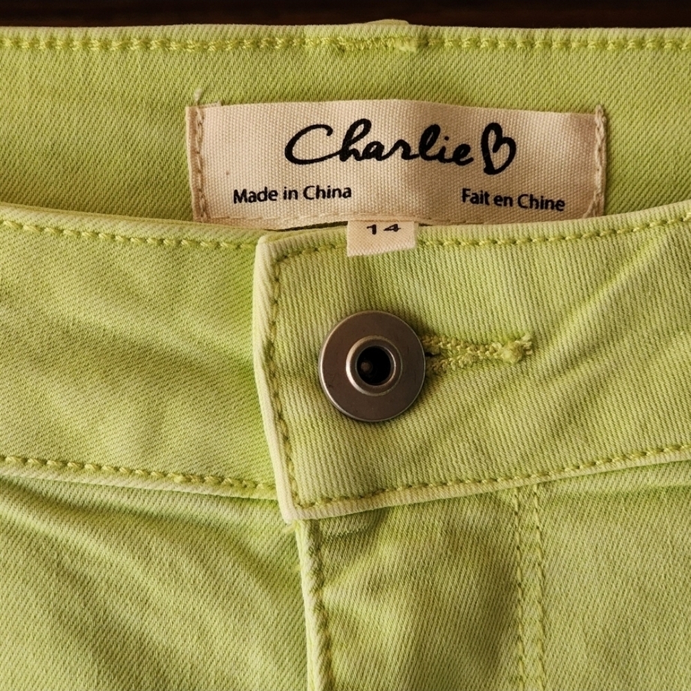 CHARLIE B $98 Keylime Bermuda Jean Shorts Roll Up Cuff Size 14 MSRP $98 - Picture 8 of 16